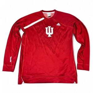 Adidas Men's Long Sleeve Red Tee with IU Hoosiers Logo